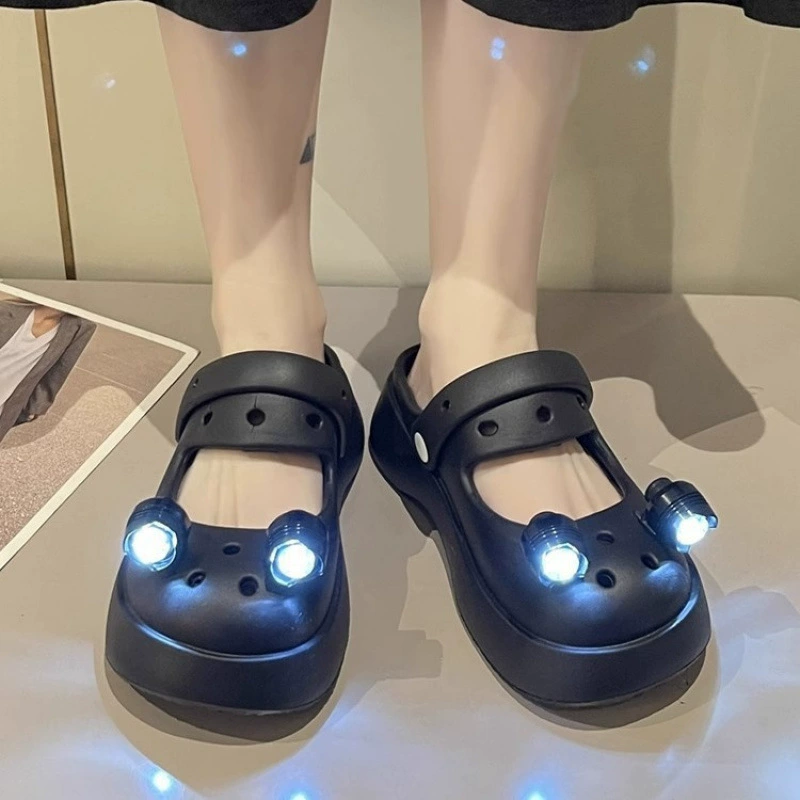 Заводская оптовая светящийся пещерный кроссовок женская летняя мода носить на улице 2024 новый стиль фекалии ощущение толстого дна, нескользящая сумка