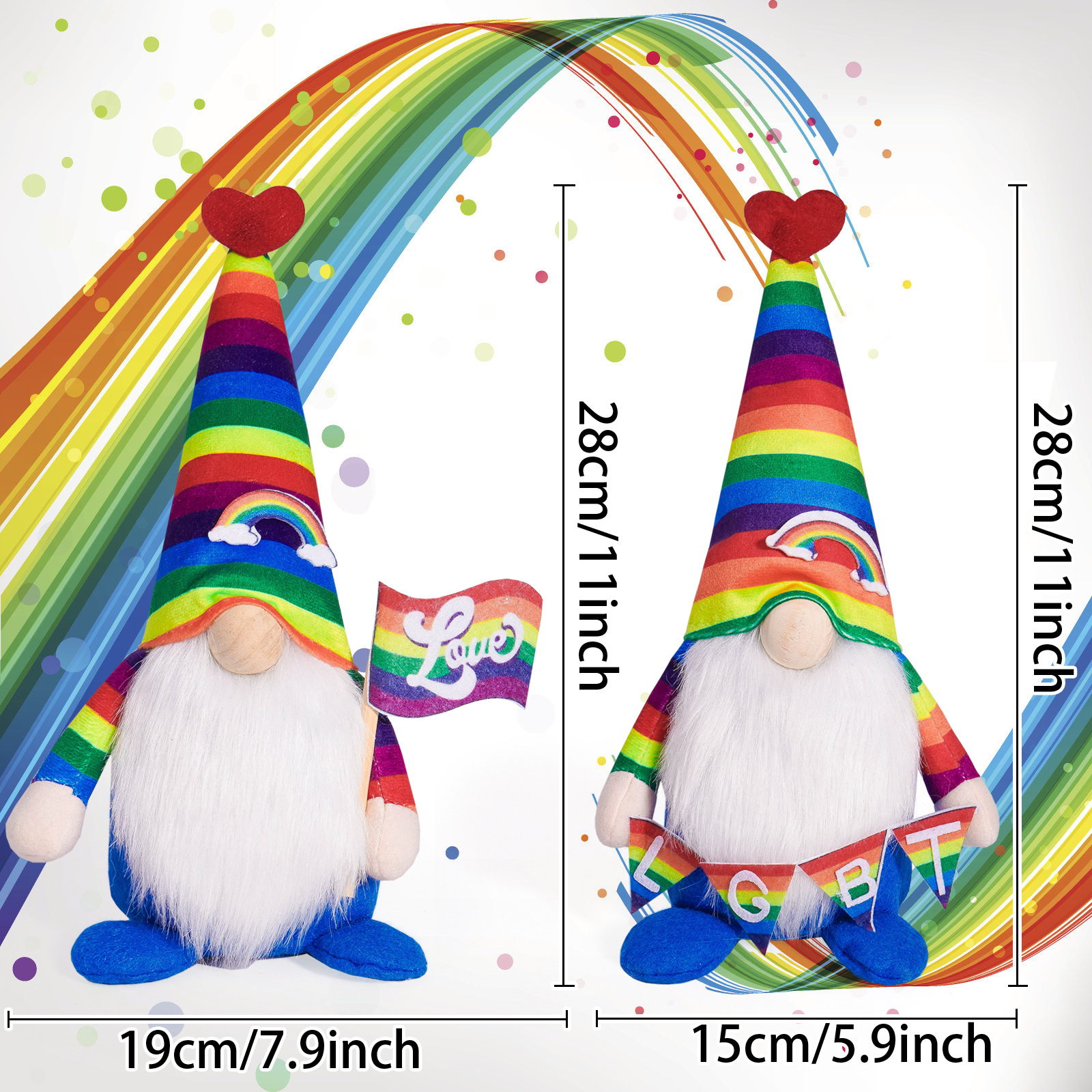 Nuevo festival de arco iris transfronterizo muñeca enana decoración Rudolph decoración muñeca sin cara colorida decoración festiva