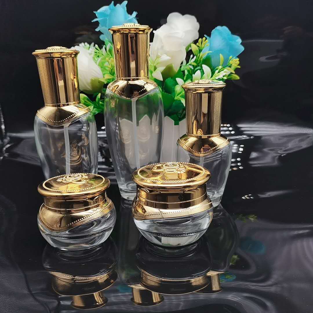 现货供应皇冠化妆品套装玻璃瓶水乳膏霜瓶护精华液瓶护肤瓶分装瓶