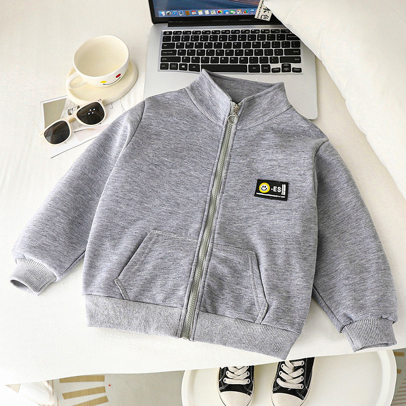 Chaqueta de terciopelo para niños, otoño e invierno, cuello alto, nuevo estilo, uniforme de béisbol para niños y niñas, tops con cremallera para niños grandes, ropa para niños al por mayor