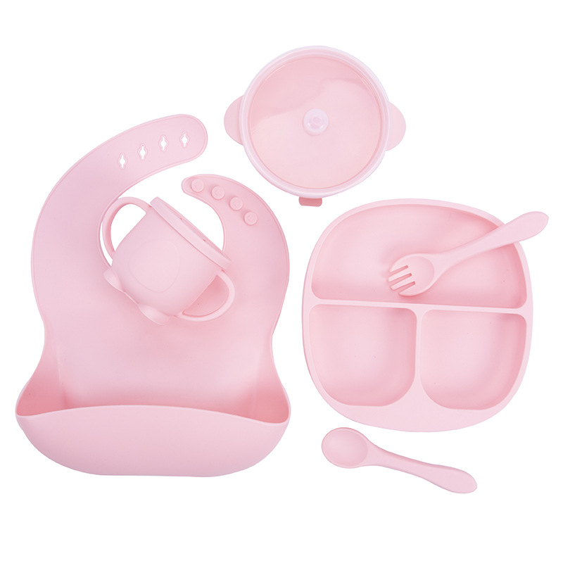 亞馬遜熱銷寶寶餐盤兒童餐具硅膠碗吸盤式耐摔嬰兒輔食碗叉勺套裝