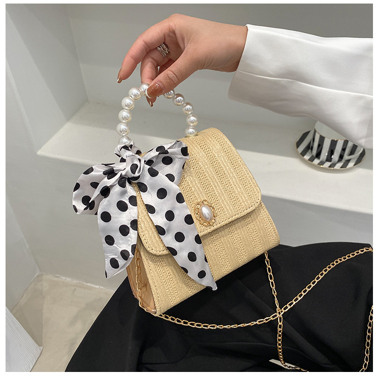 Fashion Silk Scarf Straw Messenger Small Square Bag display picture 9