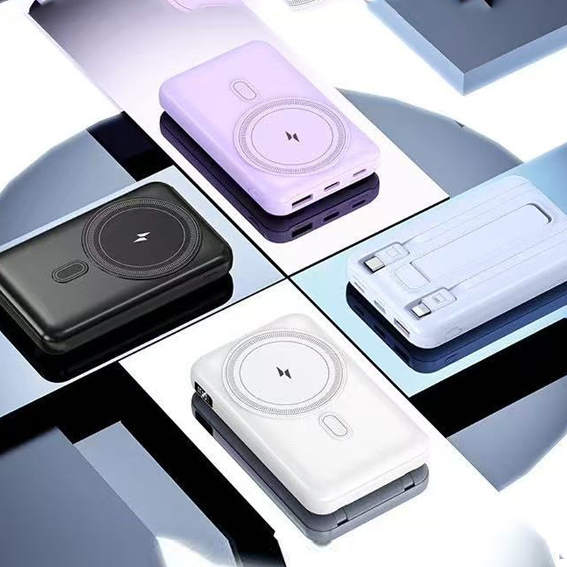 Mini banco de energía de pantalla digital inteligente de 10000 mAh, carga rápida inalámbrica de gran capacidad, fuente de alimentación móvil portátil