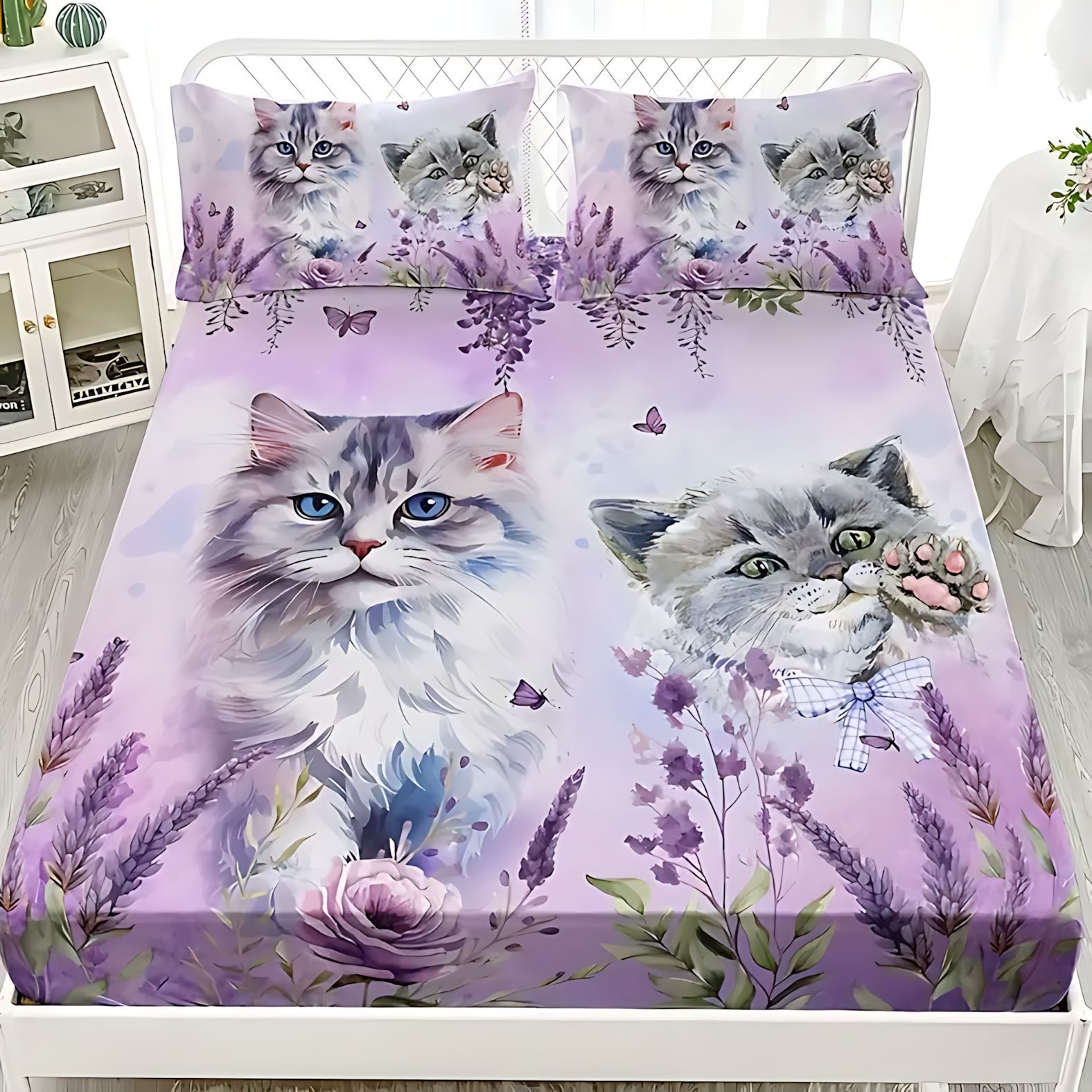 TEMU / JIT lindo gato 3D impresión digital cama cama cama cama de cama kit fuente de fábrica para dibujar puede hacer