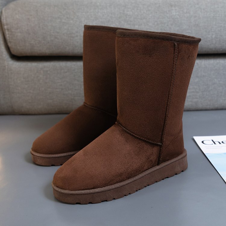 Botas de nieve de Invierno para mujer Nueva punta redonda estilo coreano a media pantorrilla forrada de lana gruesa plataforma cálida botas de algodón casual para estudiantes