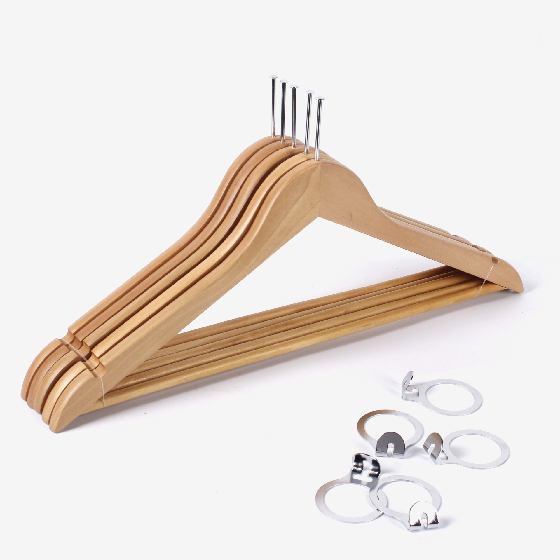 Percha de Madera Maciza con Pinzas, Antideslizante y Sin Marcas, para Tienda de Ropa