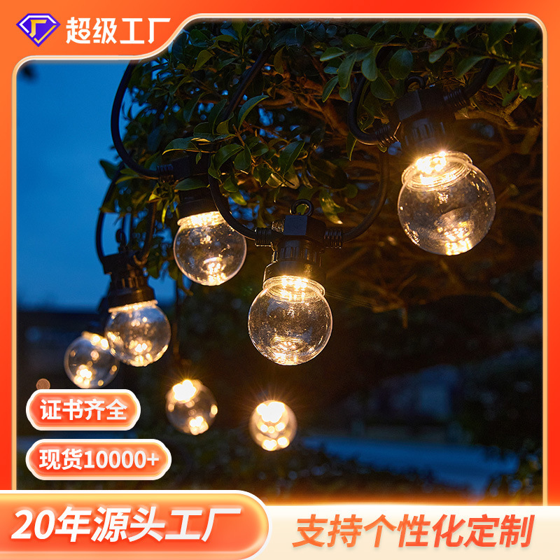 String Lights Can Be Connected Across Borders for Outdoor Use, G50 String Lights for Christmas, Weddings, Holiday Decorations, Camping, and Stall Setup Ambiance Lighting