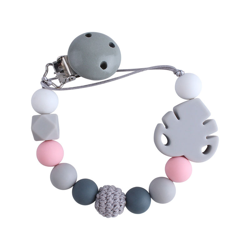 Bebé suministros DIY creativo Hemu chupete clip bebé calmante hoja de silicona molar juguete mordedor chupete cadena