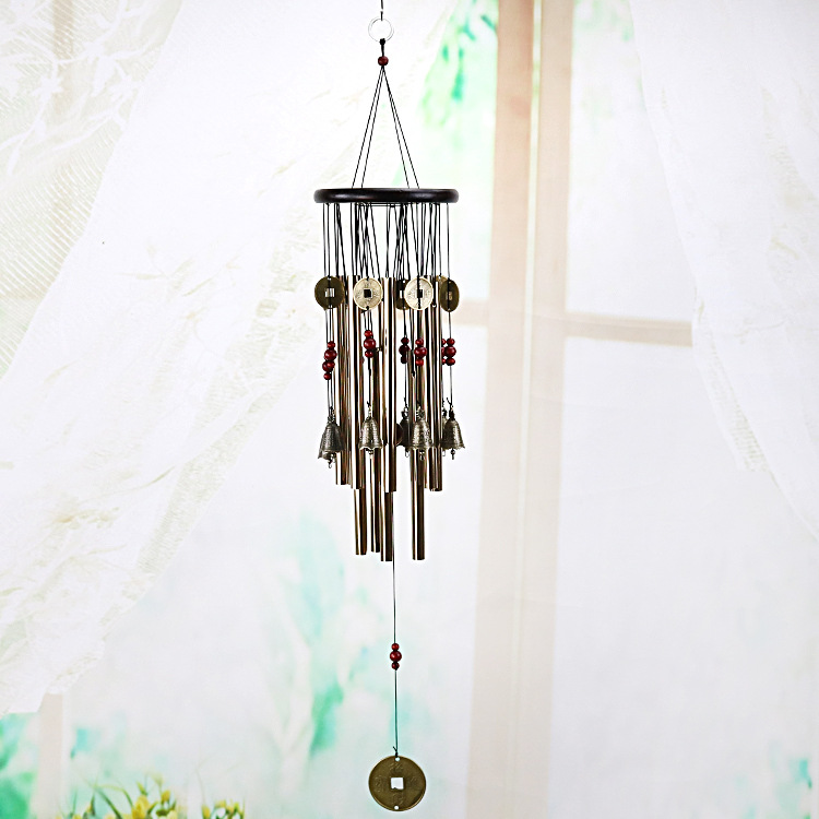 G-69大木頭13管風鈴挂飾門飾創意生日禮物臥室戶外鈴铛裝飾挂件
