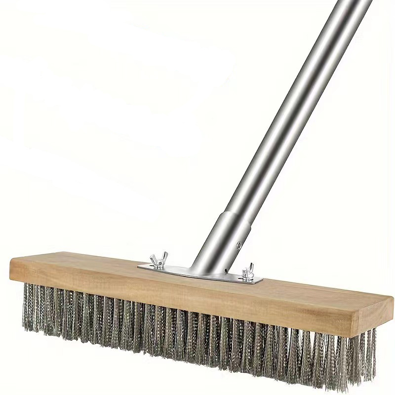 cepillo de mango de madera cepillo de piso de acero inoxidable cepillo de piso de mango largo cepillo de piso de acero inoxidable cepillo de piso de limpieza de costura de piso