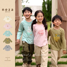 neza【魔法奇遇记】儿童秋季T恤纯棉上衣男童竹节棉长袖女宝打底