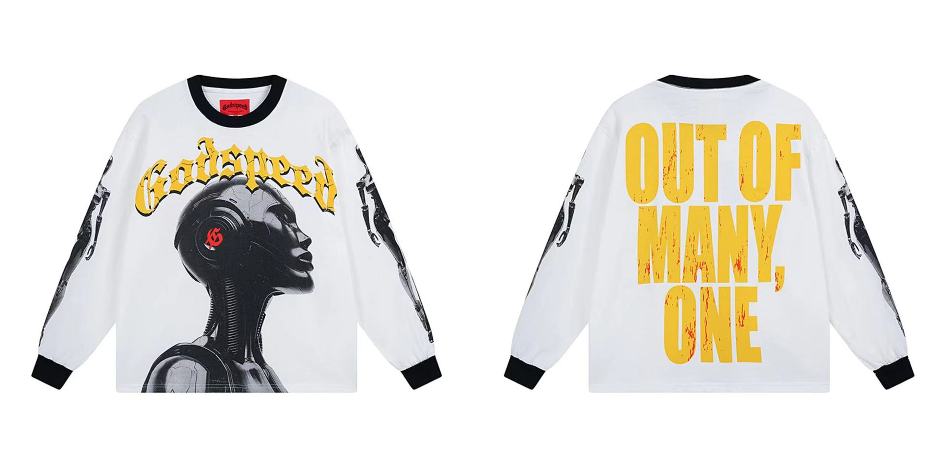 Trendy transfronterizo 25ssGodspeed Skeleton Rock Band Camiseta de manga larga de alta calidad para hombres y mujeres