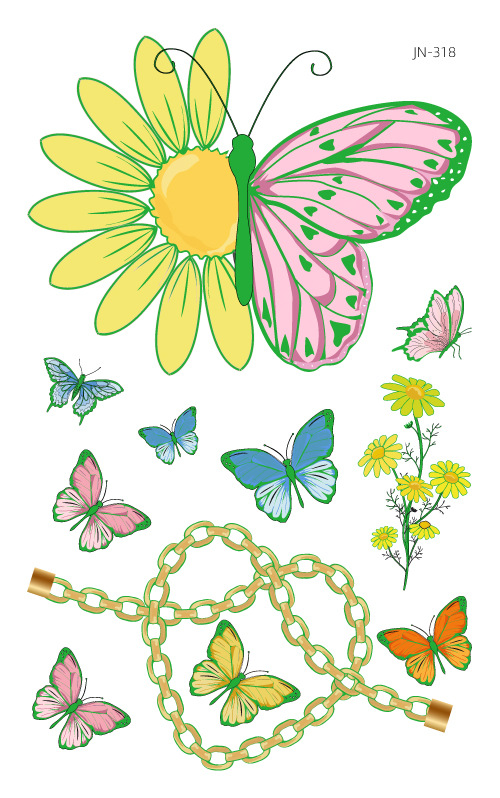 Venta caliente en el extranjero sudor impermeable luminoso dibujos animados lindo mariposa tatuaje pegatinas de larga duración protección ambiental luminosa tatuaje de los niños