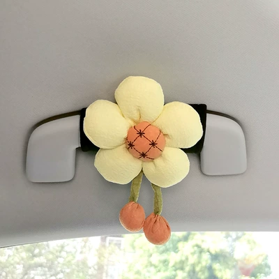 2025 Creative Sunflower Car Handle Car Universal Car Door Handle Protective Cover Roof Handle Cover (Sürətlər qutusu və əl tormozu başlıqları) - beige-flower-black-pull-gloves-1-piece