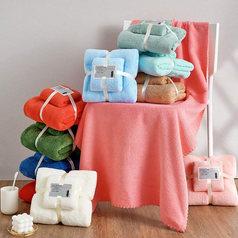 Bath towel, coral velvet set, Birthday gift, increased thickness, water absorbent, wholesale