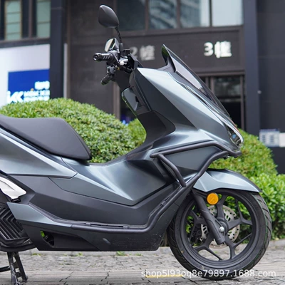 Suitable for 25 Models of Pcx160 Bumper Tail Rack Exhaust Bar Modification Accessories, Non-Destructive Installation Carbon Steel Rear Bumper Motorcycle (Motorcycle bumper) - matte-black-carbon-steel-front-bumper