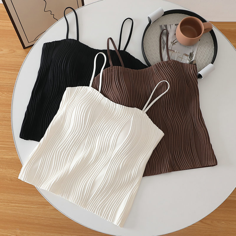 New style vest with chest pad slings with ice silk markless suspender for women with inner breast pad long outer bottoming vest for women