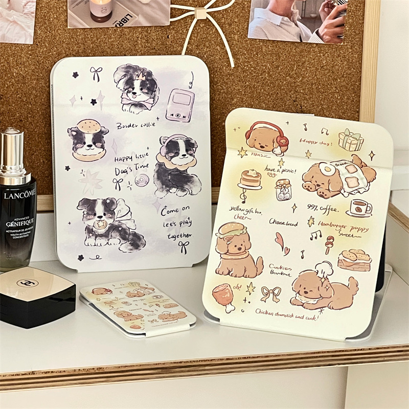 Espejo plegable de oficina, espejo portátil, dormitorio, hermoso espejo de maquillaje de escritorio.