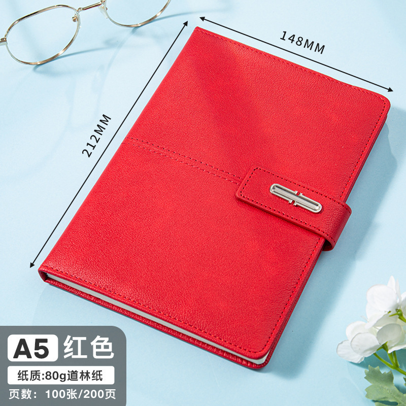 商务搭扣A5记事本金属扣笔记本礼盒装可印logo企业办公会议记录本|undefined