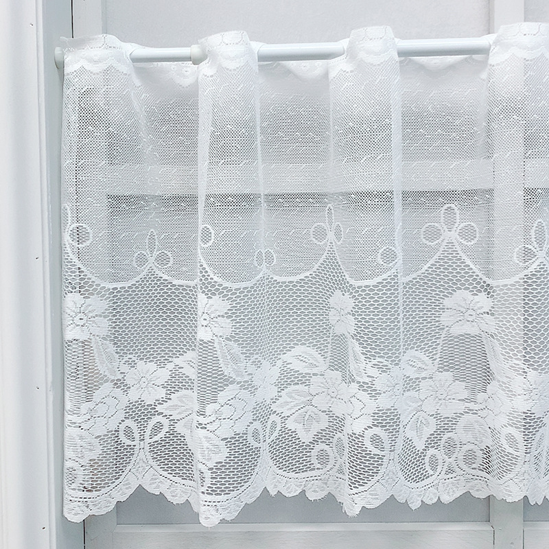 Nordic small fresh white lace flower coffee curtain partition door curtain floating curtain cabinet decoration curtain factory direct supply