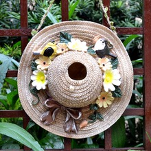 戶外樹脂鳥窩掛件鳥屋別墅花園庭院公園幼兒園裝飾品掛飾園藝擺件