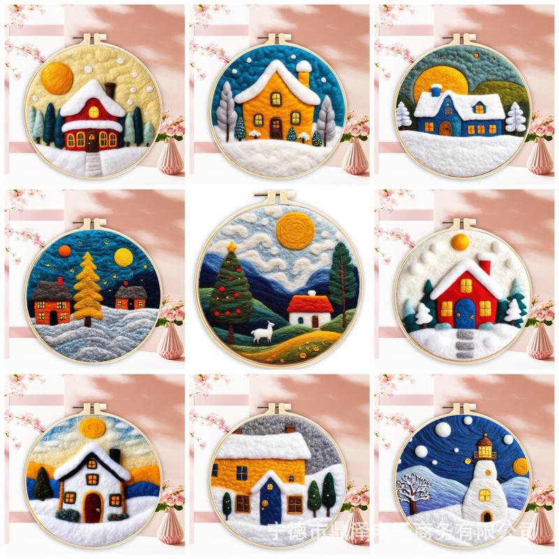 Gatyztory Needle Felting Starter Wool Felt Painting with Embroidery Frame Needle Felting Supplies for Beginners Home