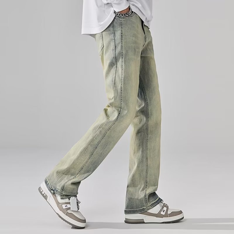 Vaqueros de moda anticuados lavados en la calle americana, pantalones largos de estilo vibe rectos sueltos de primavera y otoño para hombres
