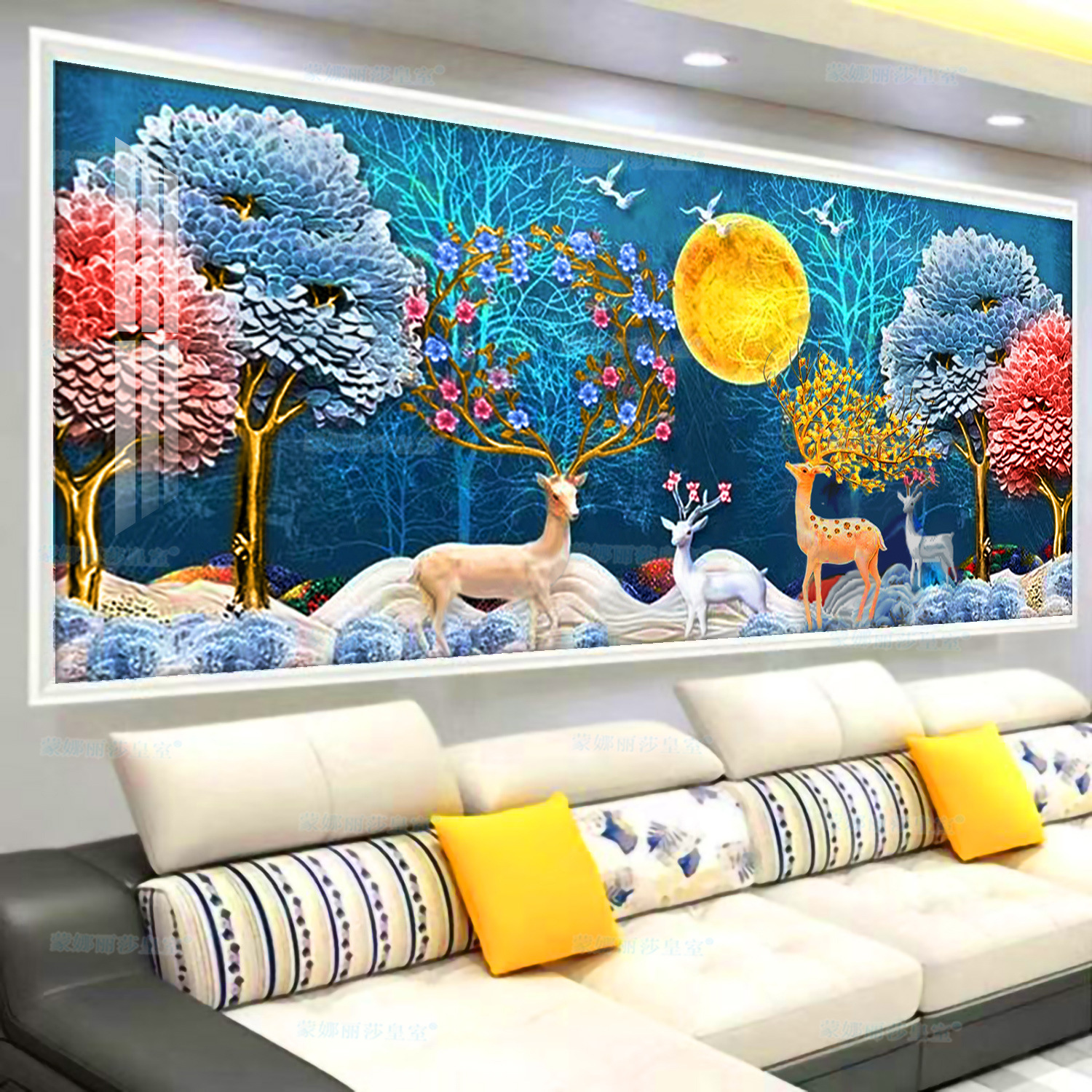Productos genuinos Mona Lisa Royal Cruz puntada ELK acompañado nuevo simple rico ciervos Sala pintura decorativa hilo bordado image 4