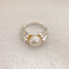 Stone inlay from pearl, silver fashionable ring, on index finger, wholesale