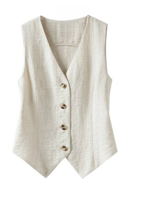 Old Money Style Vest Summer Thin Women's Outer Vest 2025 New Slim Short Sleeveless Halterneck/Hemp/Hemp/