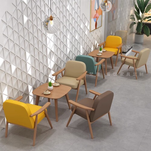 Casual cafe, double sofa, milk tea shop, cake and dessert shop, book bar, tables and chairs, rest area, reception and negotiation combination