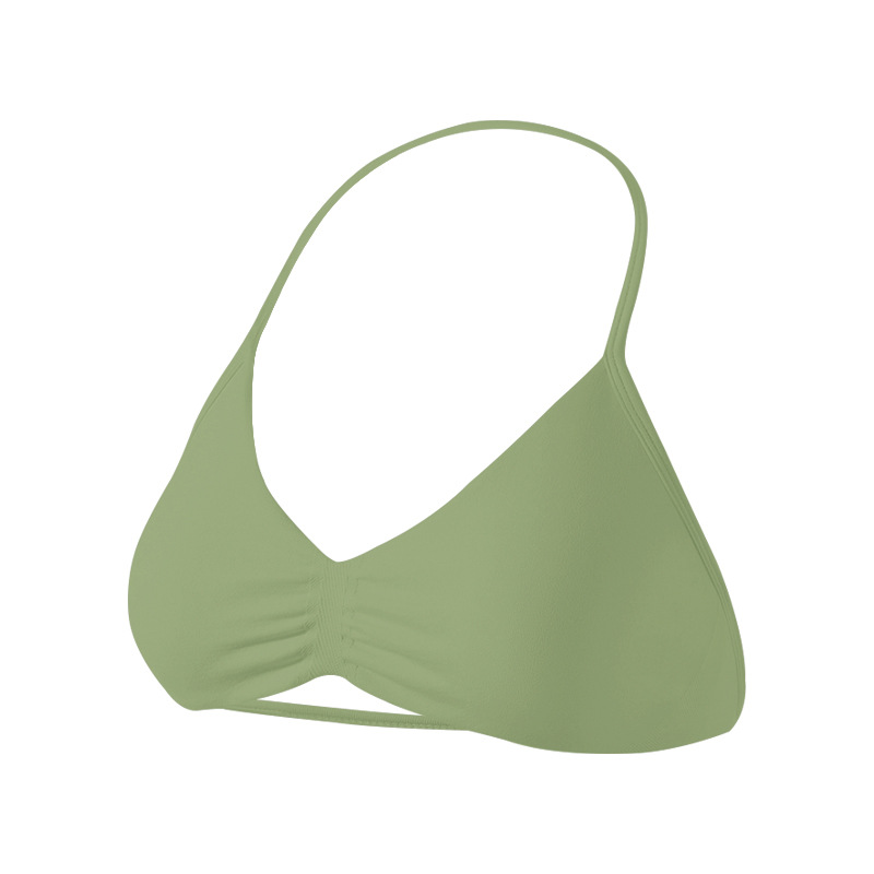 Sujetador deportivo Dyfne para mujer, cuello halter de nailon mate, hermoso diseño en la espalda, sujetador pequeño, a prueba de golpes de alta intensidad, efecto push-up, sujetador para yoga.