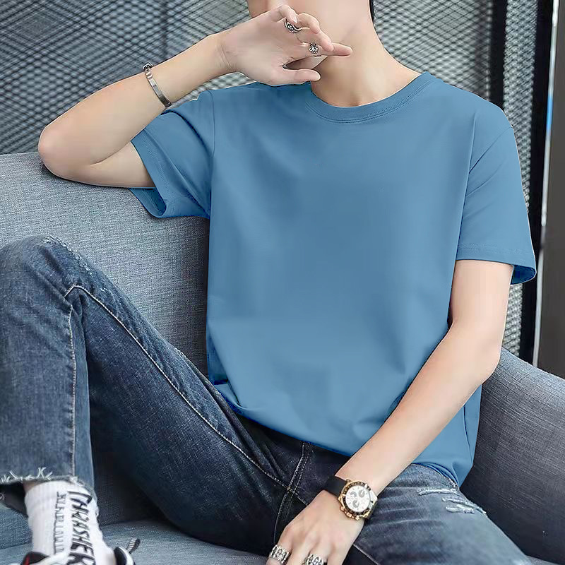 Camiseta de calidad de moda corta letra delgada manga corta Camiseta cuello redondo de los hombres de moda todo partido casual Top ropa de los hombres t