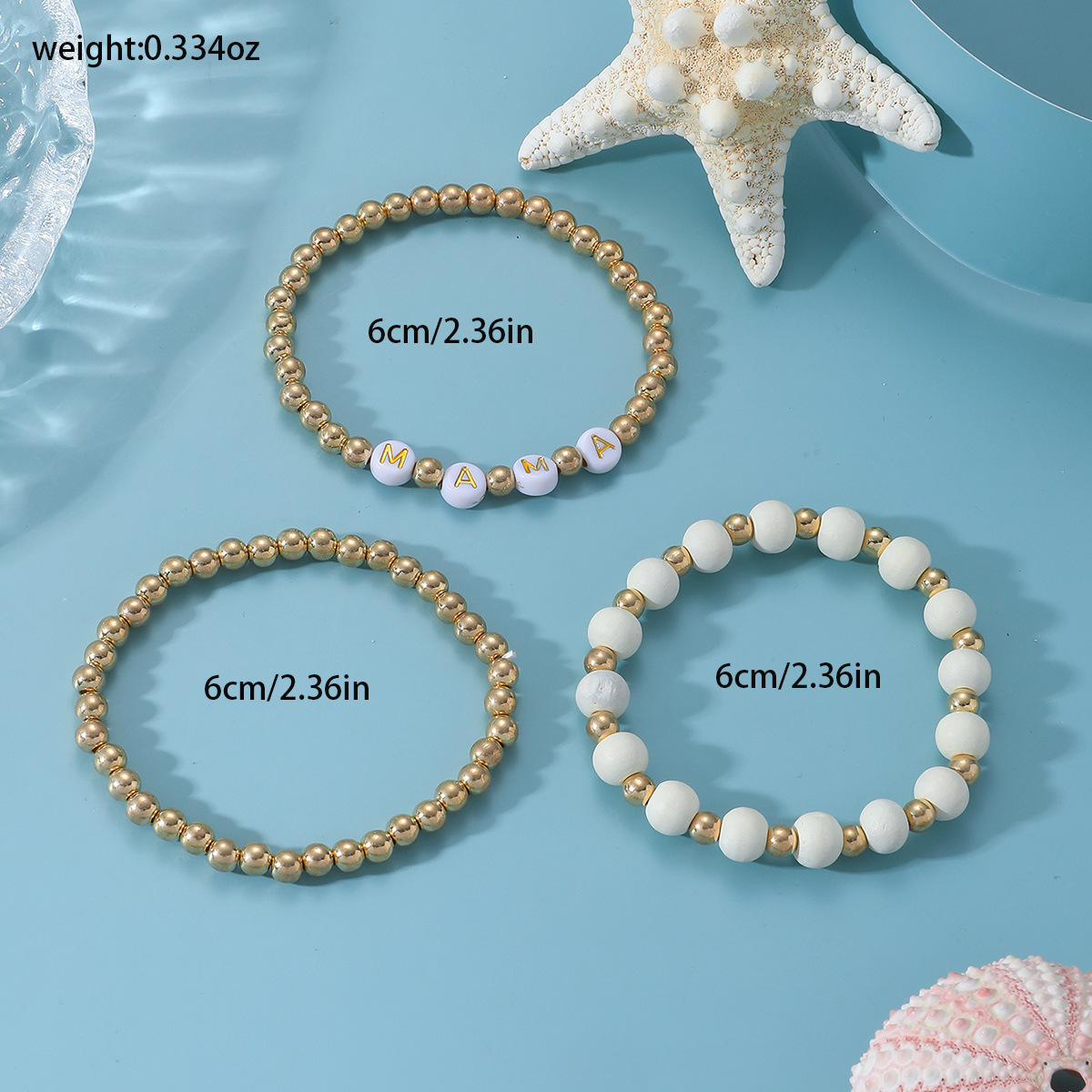 MAMA Simple Style Letter CCB Plastic Wood Beaded Mother'S Day Women's Bracelets display picture 1