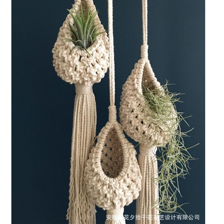 Nordic Style Tapestry Handmade Woven Bohemian Tapestry Tapestry Net Bag Air Pineapple Flower Basket Ins Style Tapestry