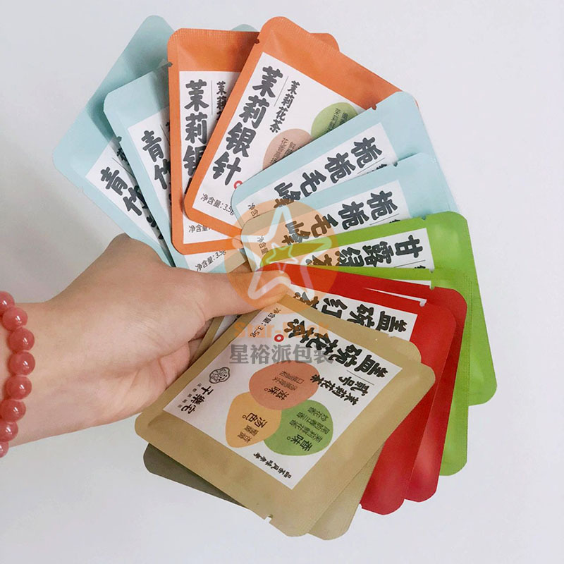 多款图案拼版彩印茉莉银针小泡袋 防潮哑光铝箔袋3克三边封茶叶袋