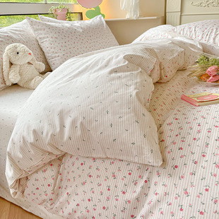 New class A maternal and child grade 120 household cotton bed four-piece floral student dormitory cotton three-piece set Wholesale