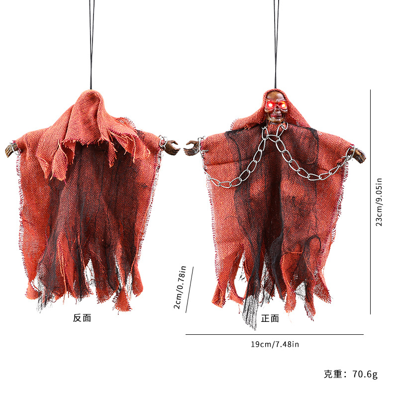 Nuevo Fantasma Colgante de Halloween con Cadena de Hierro, Fantasma Colgante con Calavera Brillante, Decoración de Halloween