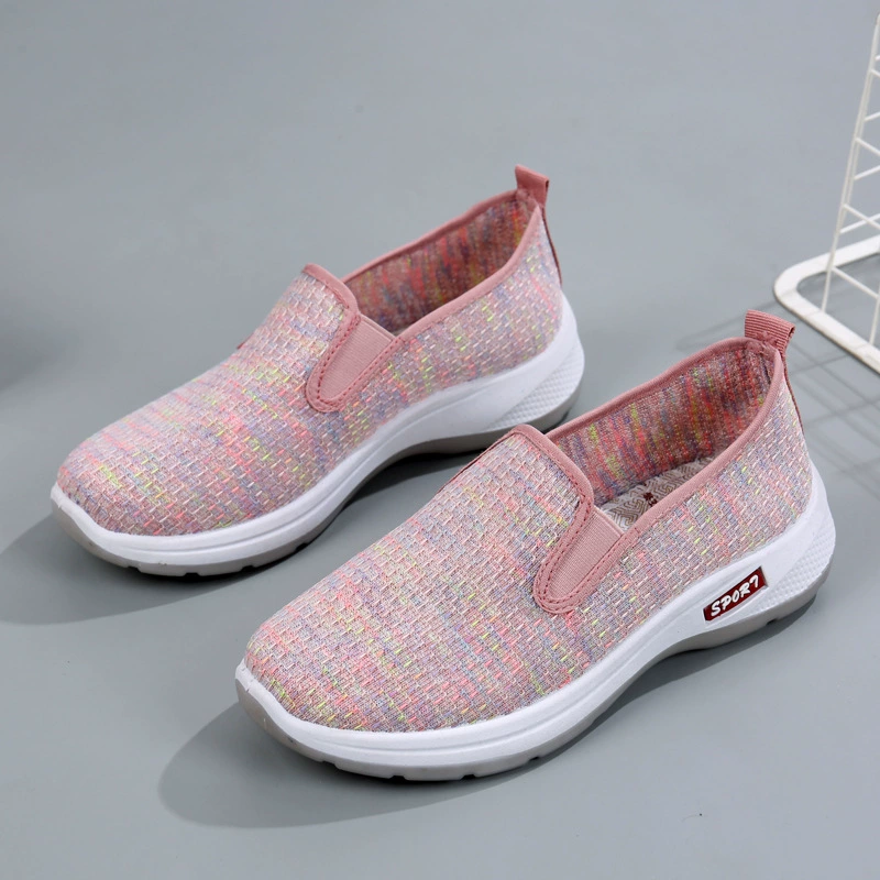 Лёгкие и дышащие женские туфли-слипоны из ледяного шёлка, спортивные женские туфли 2025 года, новые повседневные туфли, модный стиль