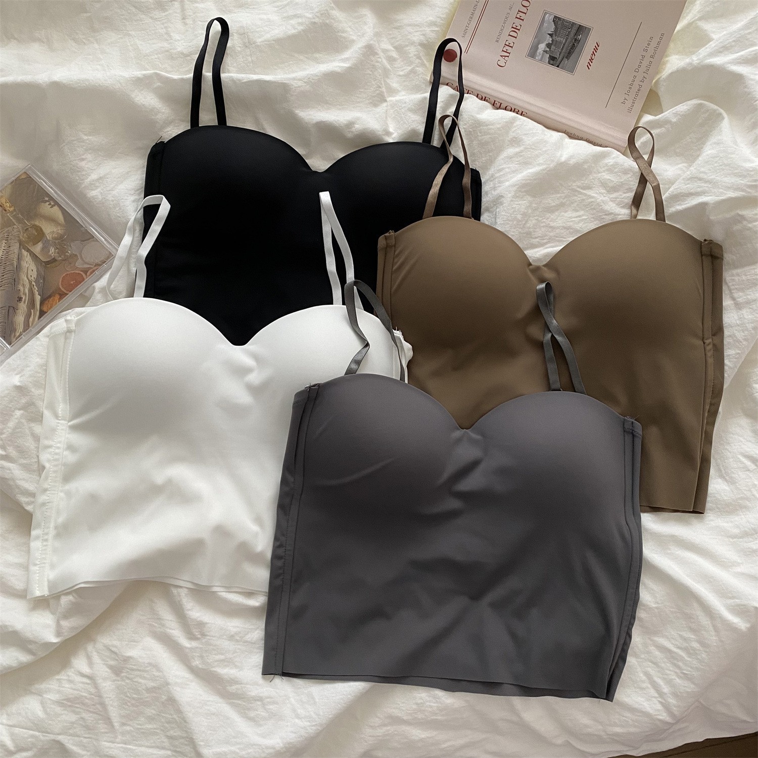 Solid Color Wireless Bra Casual Ice Silk Nylon All Seasons Bra display picture 1