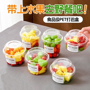Picnic Camping Style Fruit Cup Disposable Fruit Cutting Box Transparent Plastic Cup Pet Salad Ice Powder Packaging Stall Box