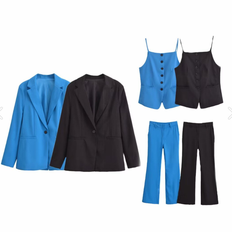 Foreign trade 2024 autumn new suit pinstripe double-breasted suit jacket hem trouser leg trouser belt niche Foreign trade 2024 autumn new suit pinstripe double-breasted suit jacket hem trouser leg trouser belt niche