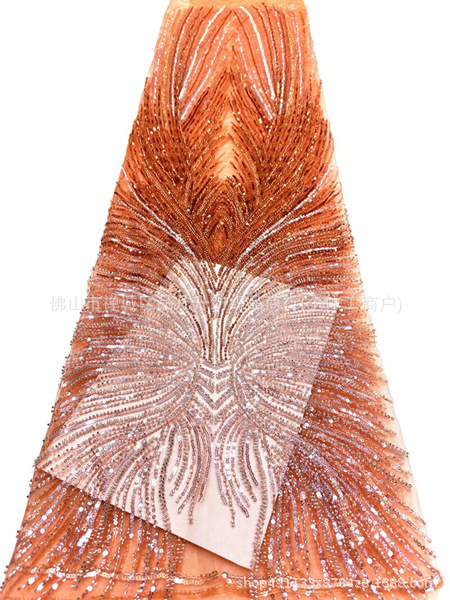 Fabricante nuevo estilo francés multicolor tela de perlas bordadas brillante brindis tela vestido de boda