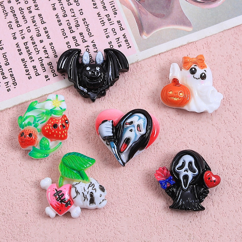 クリエイティブハロウィンカボチャゴースト手作り diy クリーム接着剤樹脂アクセサリー小さなアクセサリージュエリー材料パッケージ卸売|undefined