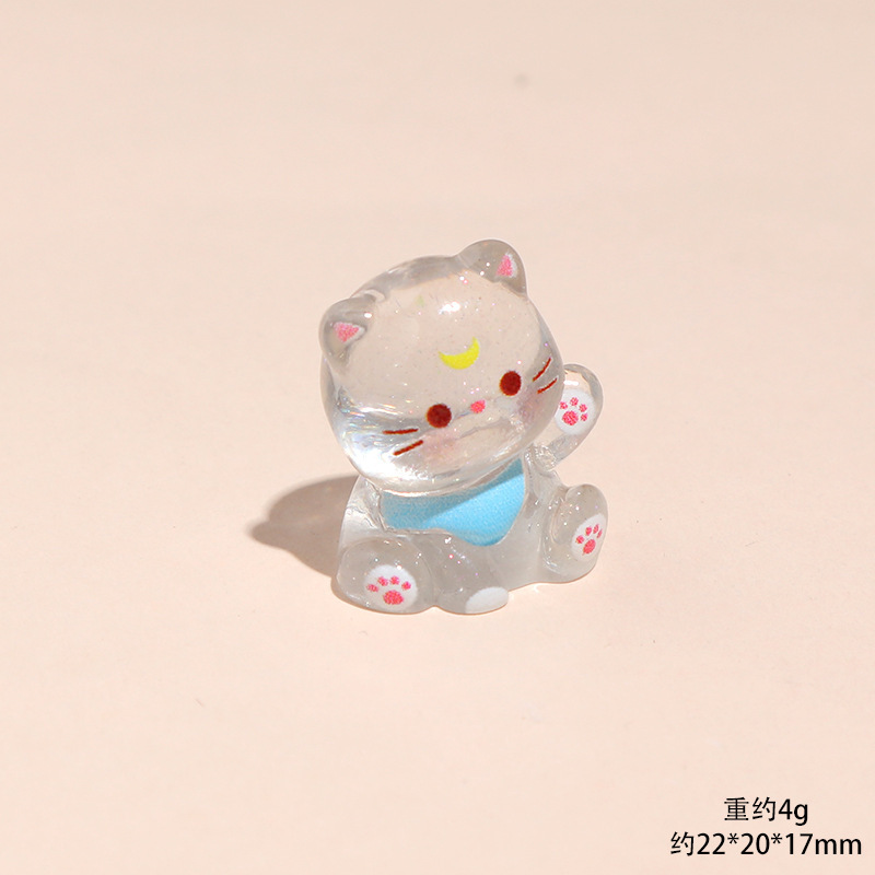 卡通夜光坐立露娜猫咪动物树脂小摆件diy钥匙扣挂件桌面车载摆件|undefined