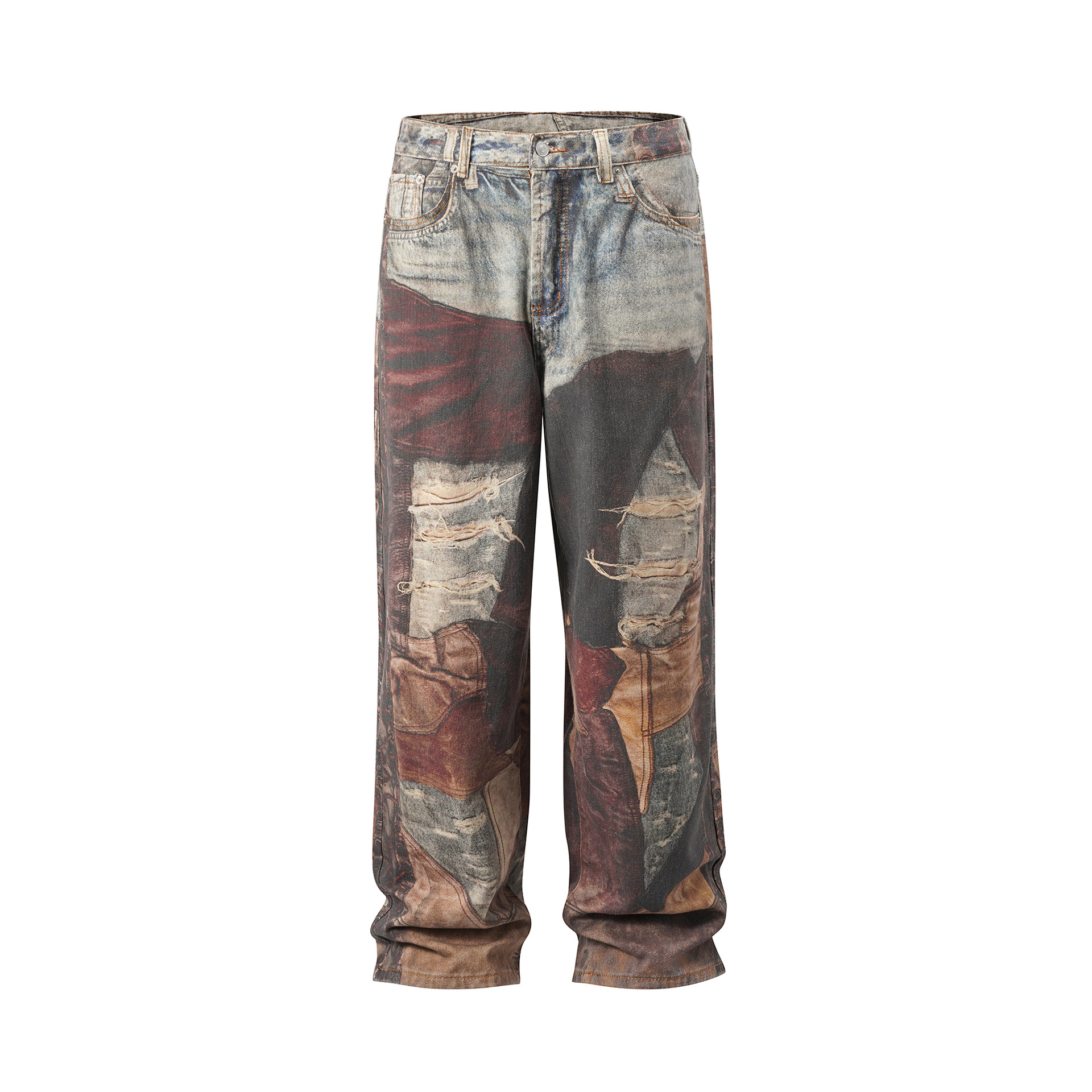 Herrejeans med rett passform og vide ben med diamantmønster_voghion.com