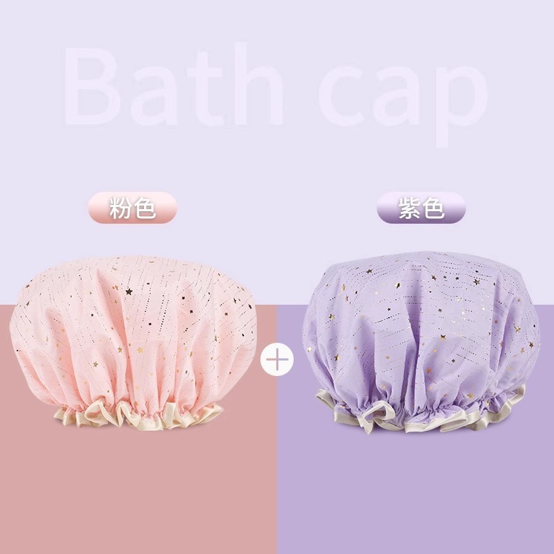 二重構造の女性用防水シャワーキャップ、家庭用、油煙防止、女の子用ヘアドライマスク、シャワーキャップ、新モデル|undefined