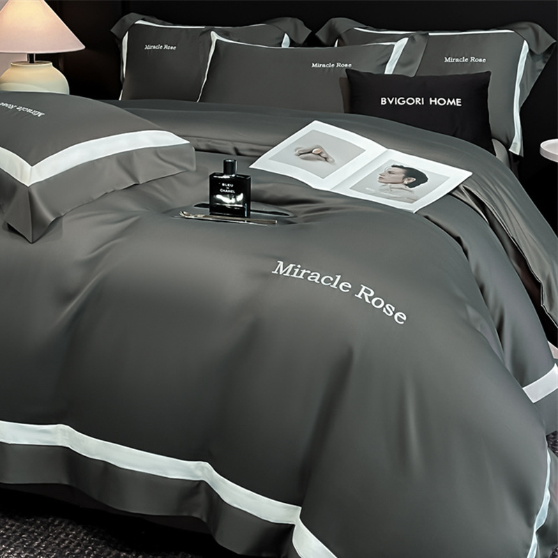 Cama de algodón de lujo ligero de alta gama de cuatro piezas de algodón 2025 nueva ropa de cama de tres piezas con funda de edredón de alta calidad