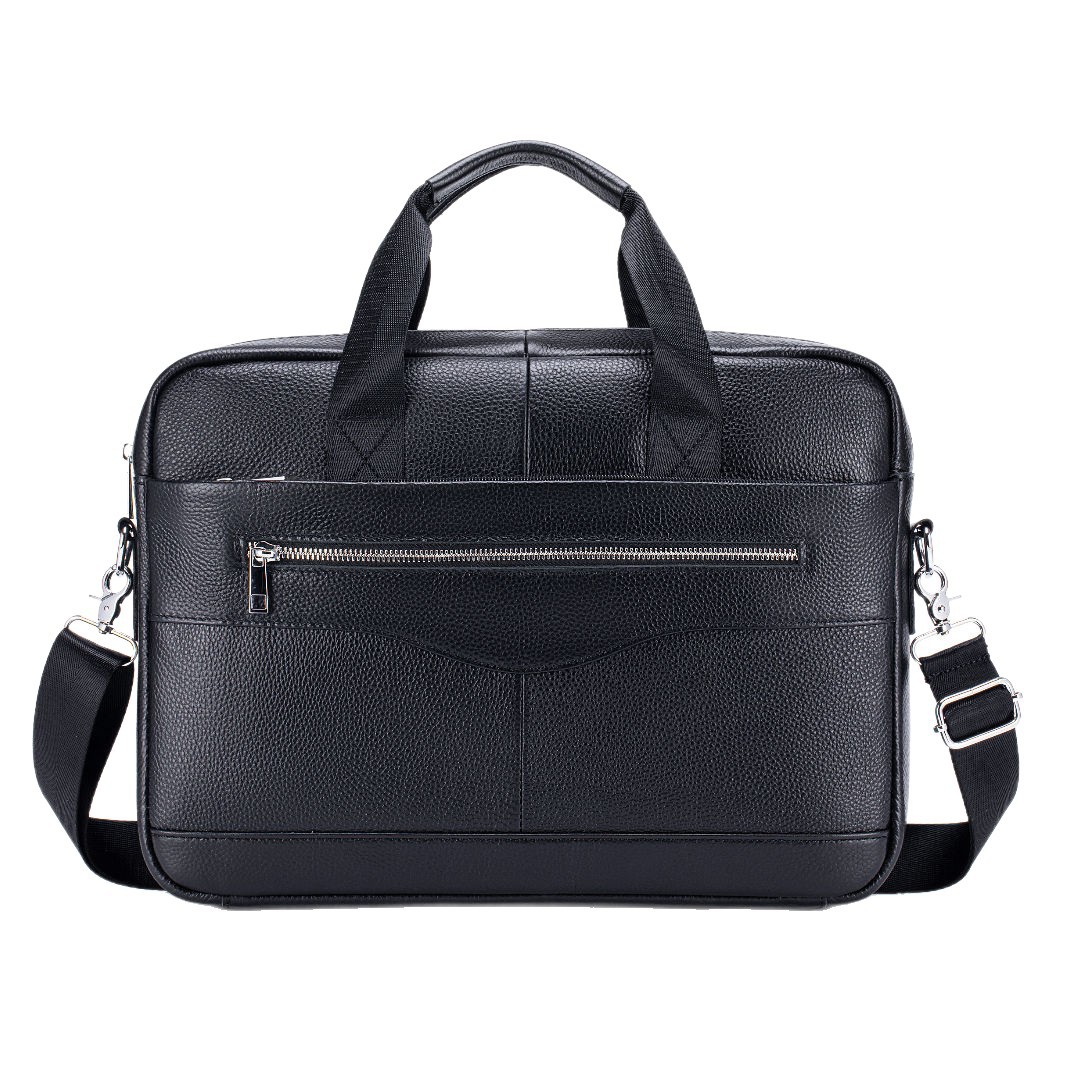 Hombres primera capa de piel vaca bolso la vendimia cremallera horizontal maletín productos fuente