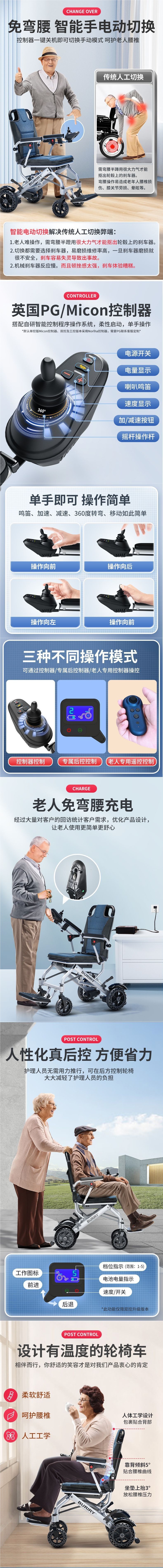 Foldable Lightweight Smart Electric Wheelchair for Disabled/Elderly